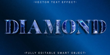 Vector azul brillante del diamante de la gema Texto totalmente editable del objeto elegante E