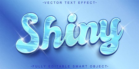 Vector azul brillante Efecto de texto de objeto inteligente totalmente editable
