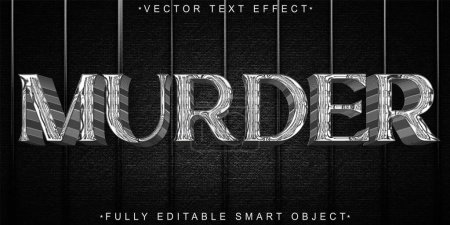 Vecteur de meurtre en prison d'argent Entièrement modifiable Smart Object Text Eff
