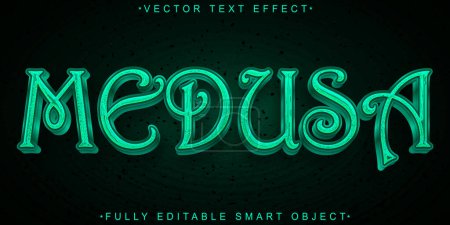 Téléchargez les illustrations : Green Medusa Vector Effet de texte d'objet intelligent entièrement modifiable - en licence libre de droit