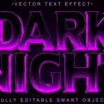 Shiny Purple Dark Night Vector Fully Editable Smart Object Text 