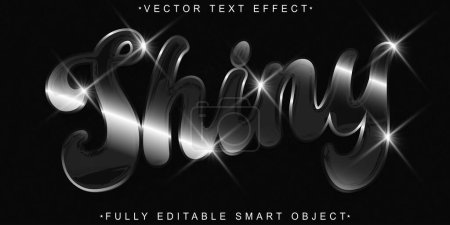 Vector blanco brillante Efecto de texto de objeto inteligente totalmente editable