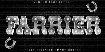 Silver Horseshoe Farrier Vector Fully Editable Smart Object Text