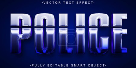 Blue Shiny Police Vector Effet de texte d'objet intelligent entièrement modifiable
