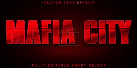 Red Mafia City Vector Effet de texte d'objet intelligent entièrement modifiable