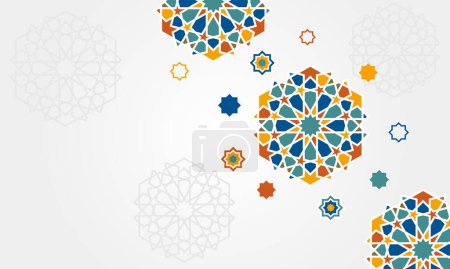 Foto de Fondo islámico con el patrón ornamental colorido árabe ilustración vectorial estilo marroquí. Banner de tarjeta de felicitación para Ramadán Kareem, Eid Fitr y Festival Musulmán. - Imagen libre de derechos