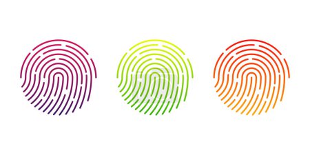 Foto de Diseño de logotipo de huella dactilar colorido bloqueo seguro icono de vector de seguridad ilustración. - Imagen libre de derechos