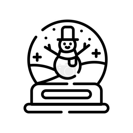 Foto de Icono de línea de globo de nieve con ilustración de vectores de muñeco de nieve. signo de estilo lineal para el concepto móvil y el diseño web - Imagen libre de derechos
