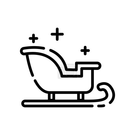 Illustration for Christmas Sleigh icon with outline style and pixel perfect base. Suitable for website design, logo, app and UI design - Royalty Free Image