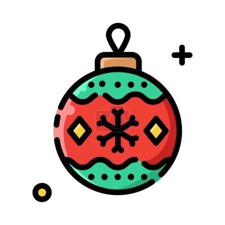 Téléchargez les photos : Ligne de boule d'arbre de Noël et icône de glyphe, Noël et décoration, signe de boule, illustration vectorielle - en image libre de droit