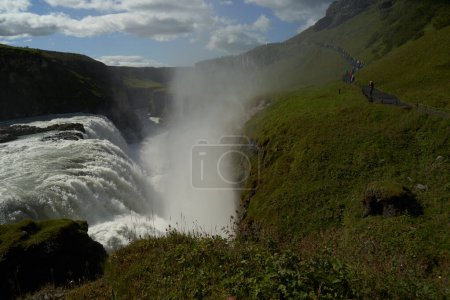 Photo for Famous Icelandic  kjosfossen waterfall falling into cavern. - Royalty Free Image