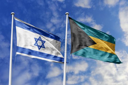 3D illustration, Israel and Bahamas alliance and meeting, cooperation of states.