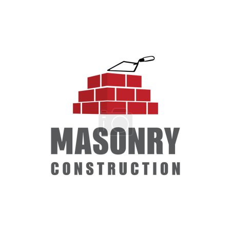 Illustration for Masonry Construction Logo Design Template. - Royalty Free Image