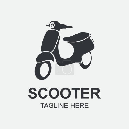 Illustration for Scooter Logo Design Template. Scooter Logo design silhouette vector template. Motorbike shop store Logotype concept icon. - Royalty Free Image