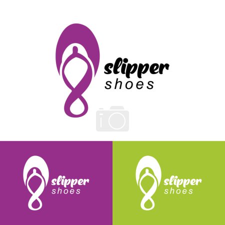Illustration for Slipper Shoes Logo Design Template. summer flip-flops for beach holiday designs. Beach sandals. - Royalty Free Image