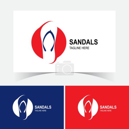 Illustration for Negative Space Sandals Logo Design Template With Circle. - Royalty Free Image