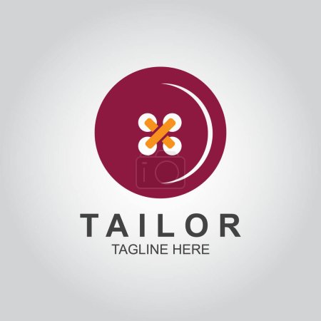 Tailor Logo Design Template With Clothes button.