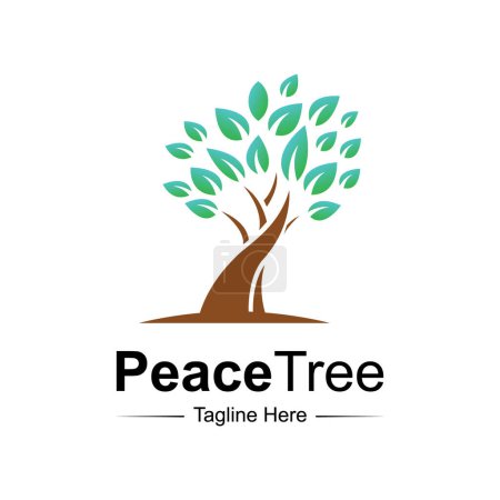 Illustration for Peace Tree Logo Design Template. - Royalty Free Image