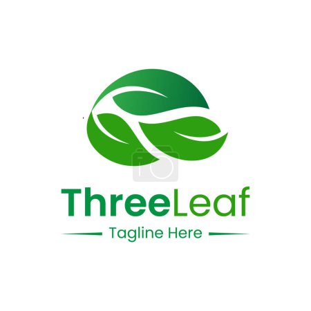 Illustration for Green Three Leaves Logo Design Template Logo. - Royalty Free Image