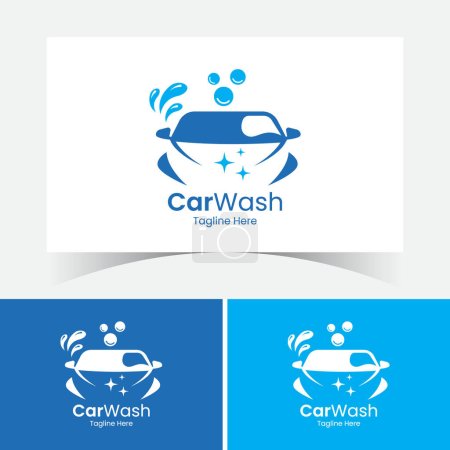 Téléchargez les illustrations : Modèle de conception de logo de lavage de voiture. Conception de logo détaillant automobile. - en licence libre de droit