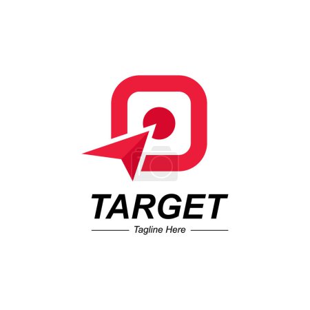 Illustration for Target logo Design Template. Red Aim, Arrow, Idea Concept, Perfect Hit, Winner, Target Goal Icon. Success Abstract Pin Logo. - Royalty Free Image