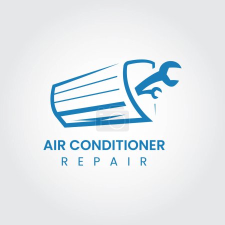 Air Conditioner Repair Logo Design Template. Air Conditioning And Snowflake With Twist, Logo Template. Construction, Repair, And Installation Of Air Conditioners, Vector Design, Illustration.