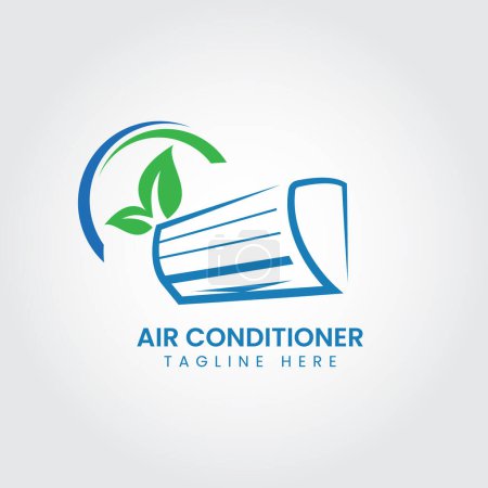 Eco Air Conditioner Logo Design-Vorlage für Frische. Klimaanlage und Schneeflocke mit Twist, Logo-Vorlage. Bau, Reparatur und Installation von Klimaanlagen, Vektordesign, Illustration.