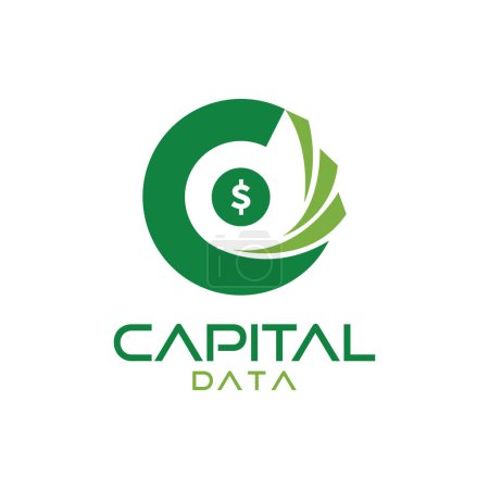 Plantilla de diseño de logotipos de datos de capital con letra C inicial y espacio negativo D. Contabilidad y finanzas. Logo de capital empresarial.