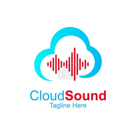 Cloud Sound Logo Design Template. Wave Soundcloud Music Icon Internet Symbol Logo Sign Isolated Social Media Digital Famous Colour Vector Template.