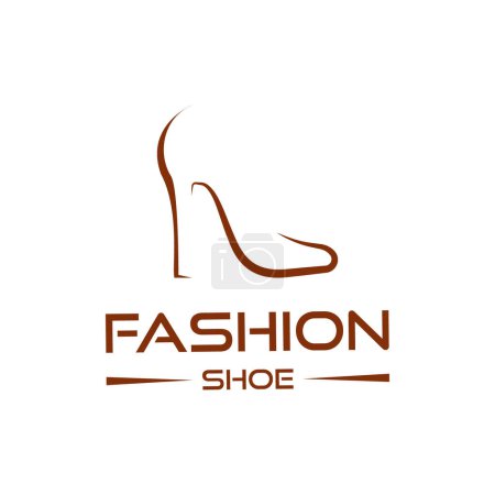 Plantilla de diseño de logotipo de zapato de moda con zapato de tacón alto. Plantilla de emblema de logotipo de zapato de tacón alto estilizado de mujer, elegante diseño de logotipo de zapato de mujer.