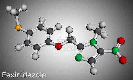 Photo for Fexinidazole molecule. It is drug used to treat African trypanosomiasis or sleeping sickness. Molecular model. 3D rendering - Royalty Free Image