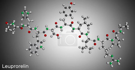 Photo for Leuprorelin, leuprolide molecule. It is drug for treatment of prostate cancer, uterine leiomyomata. Structural chemical formula, molecule model. Sheet of paper in a cage. Vector illustration - Royalty Free Image