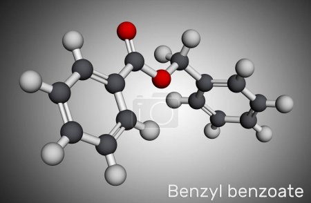 Téléchargez les photos : Molécule benzoate de benzyle. Il s'agit d'un traitement topique contre la gale et les poux. Modèle moléculaire. rendu 3D. Illustration - en image libre de droit