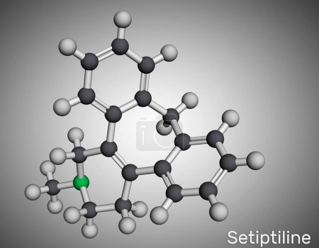Foto de Molécula de setiptilina. Es antidepresivo tetracíclico TeCA. Modelo molecular. Representación 3D. Ilustración - Imagen libre de derechos