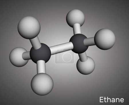 Téléchargez les photos : Molécule d'éthane C2H6. Modèle moléculaire. rendu 3D. Illustration - en image libre de droit