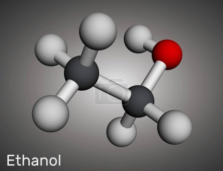 Téléchargez les photos : Ethanol, alcool éthylique molécule C2H5OH. Modèle moléculaire. rendu 3D. Illustration - en image libre de droit