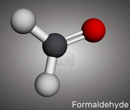 Formaldéhyde, méthanal, formaline, oxyde de méthylène, méthylaldéhyde, molécule d'oxométhane. Modèle moléculaire. rendu 3D. Illustration