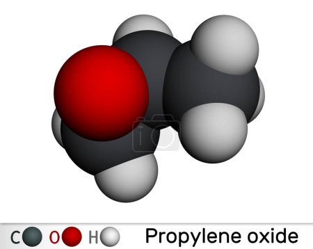 Molécula de óxido de propileno. Modelo molecular. Representación 3D. Ilustración