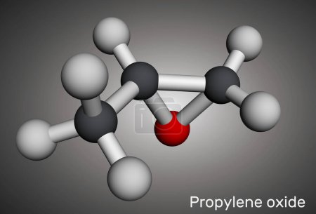 Propylene oxide molecule. Molecular model. 3D rendering. Illustration