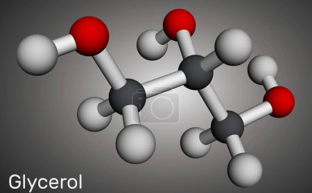 Téléchargez les photos : Glycérol, molécule de glycérine. Modèle moléculaire. rendu 3D. Illustration - en image libre de droit
