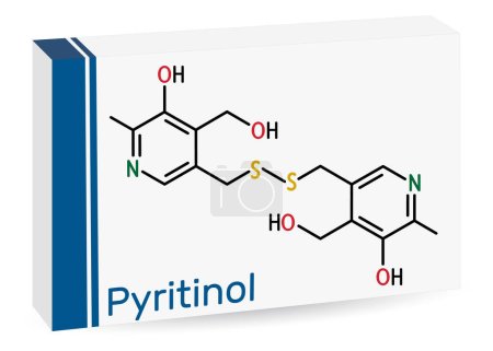 Illustration for Pyritinol molecule, pyridoxine disulfide, cognitive drug. Structural chemical formula, molecule model. Vector illustration - Royalty Free Image