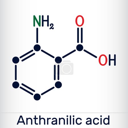 Illustration for Anthranilic acid molecule. It is aminobenzoic aromatic acid. Skeletal chemical formula. Vector illustration - Royalty Free Image