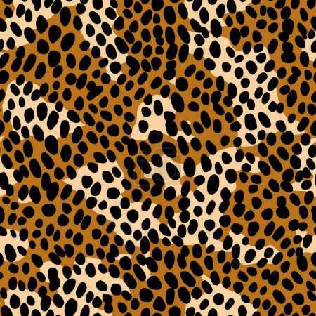 Illustration for Black spots on beige background, leopard print seamless pattern. Vector illustration - Royalty Free Image
