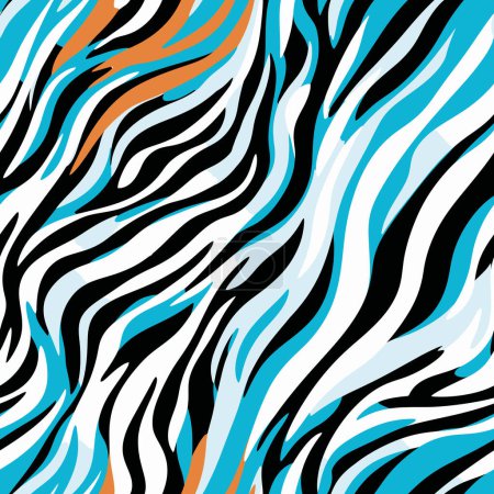 A blue and orange animal print, seamless pattern. Vector illustration
