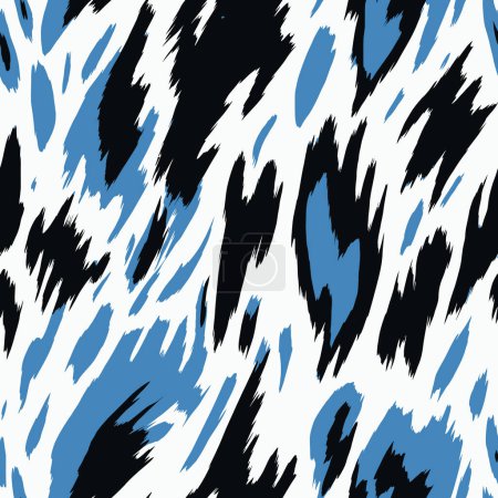 Téléchargez les illustrations : Un motif sans couture imprimé animal bleu et noir. Illustration vectorielle - en licence libre de droit