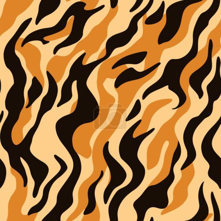 Téléchargez les illustrations : Un motif sans couture imprimé animal orange et noir. Illustration vectorielle - en licence libre de droit