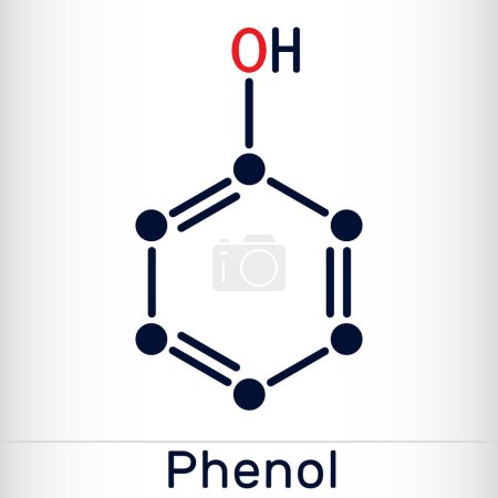 Phénol, molécule d'acide glucidique. Formule chimique squelettique. Illustration vectorielle