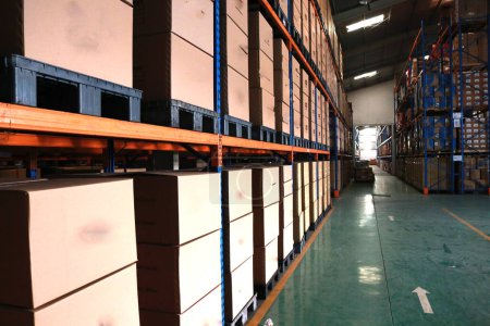 Photo of a warehouse where it is stored for resale, or for the process of buying and selling, export import and other business activities