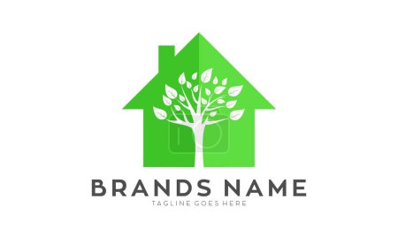 Nature tree house symbol vector logo