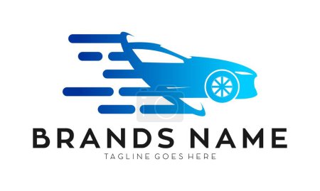 Salón de coches con el logotipo del vector de ilustración rápida